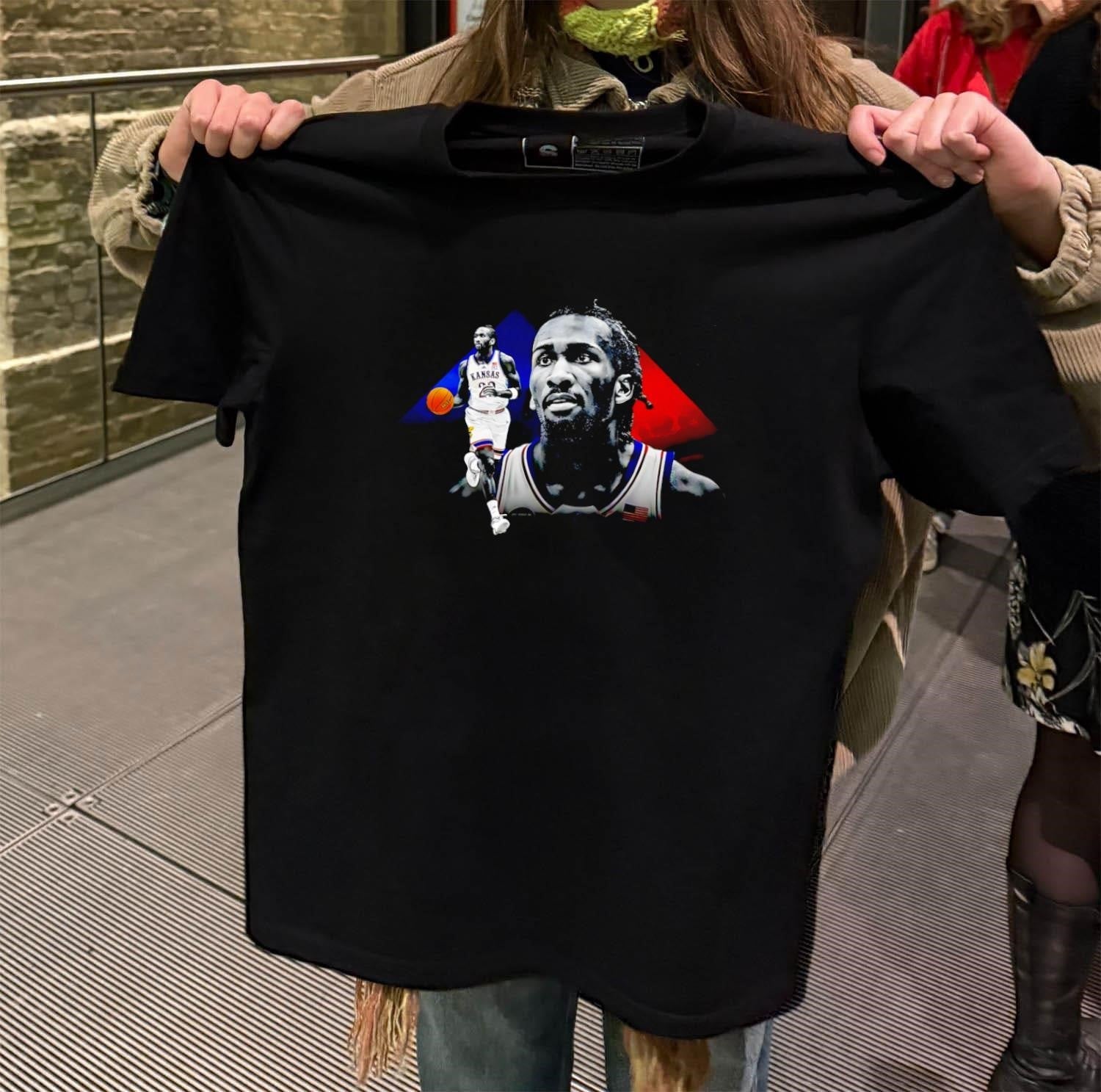 Kansas Jayhawks Basketball Player Portrait Sports - Adult & Kids T-Shirts, Sweatshirts & Hoodies apparel design preview 2