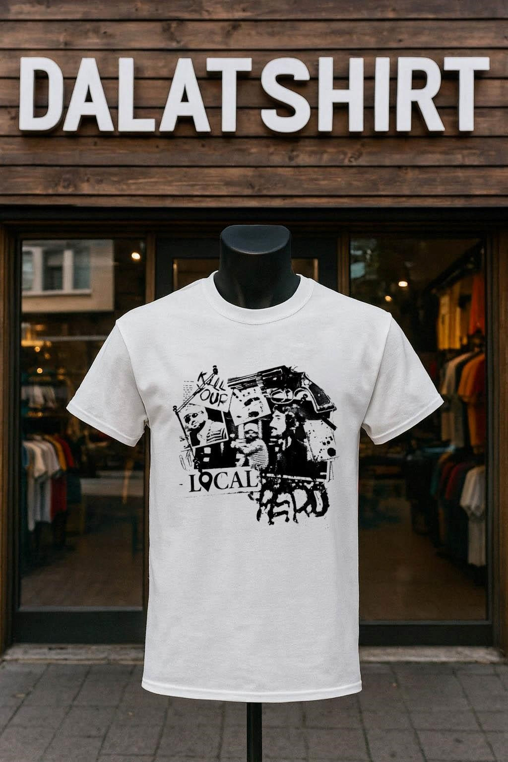Kill Your Local Hero Revolver Collage - Adult & Kids T-Shirts, Sweatshirts & Hoodies apparel design preview 1