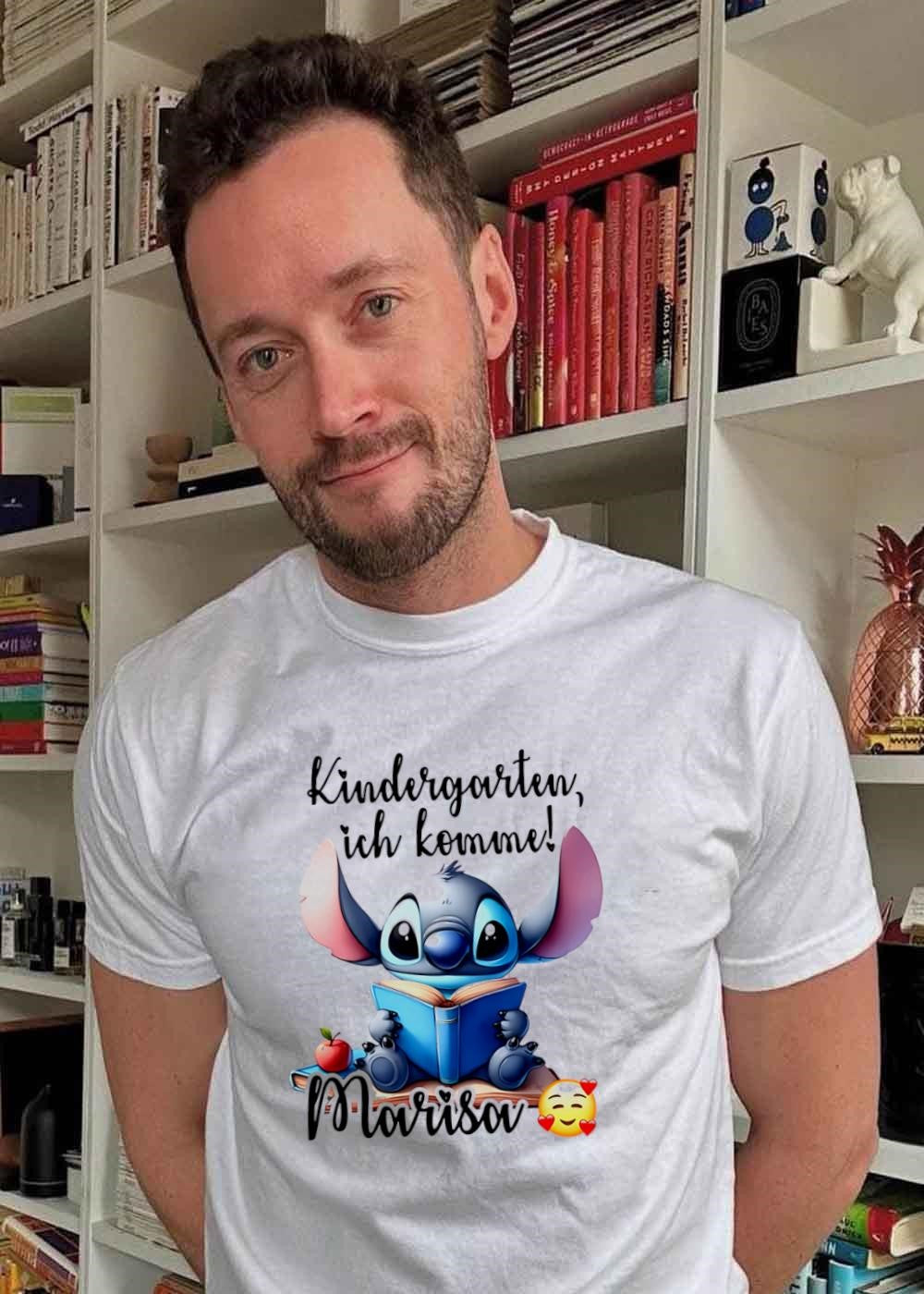 Kindergarten Ich Komme Marisa Cute Blue Alien Reading - Adult & Kids T-Shirts, Sweatshirts & Hoodies apparel design preview 2