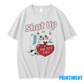 Kitten Shut Up For Just A Bit Heart Valentines Day - Adult & Kids T-Shirts, Sweatshirts & Hoodies apparel design preview 1