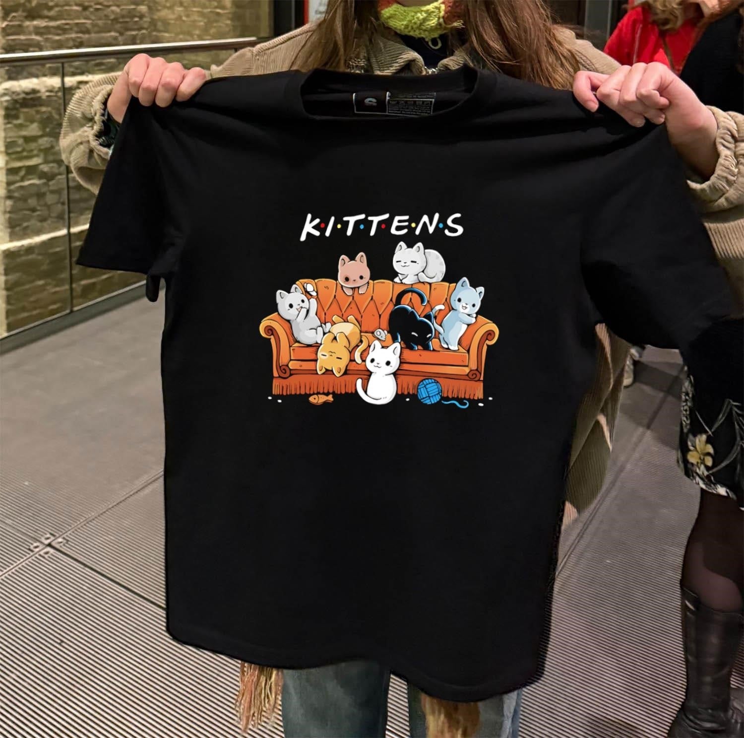 Kittens Friends TV Show Parody Cat Sofa - Adult & Kids T-Shirts, Sweatshirts & Hoodies apparel design preview 2