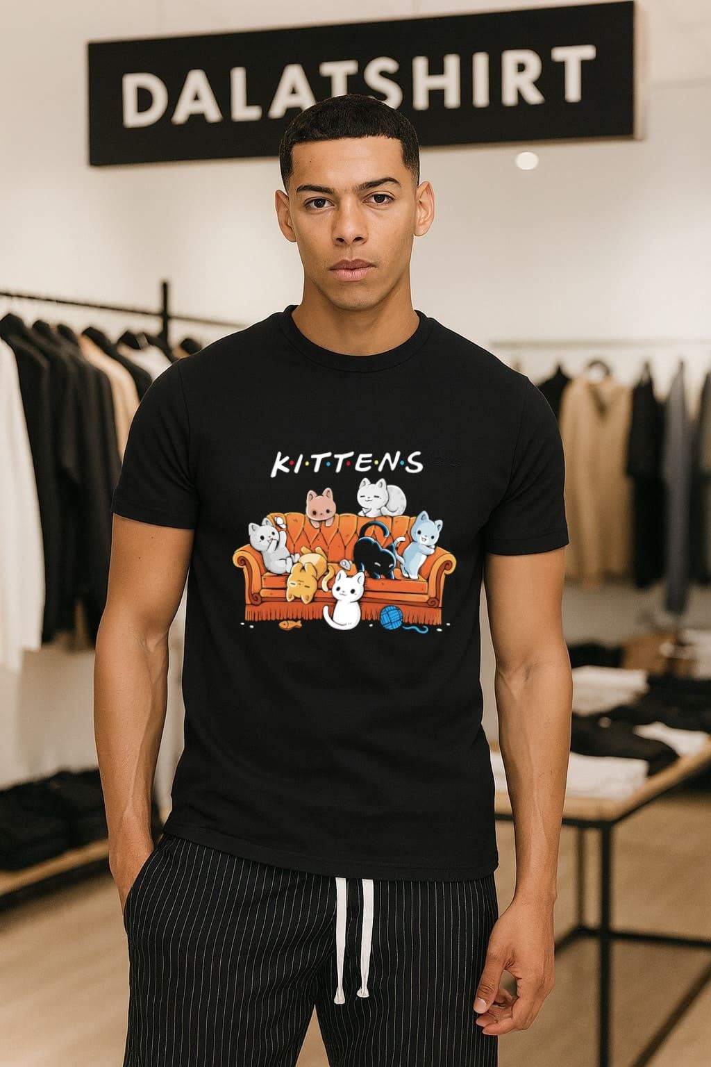 Kittens Friends TV Show Parody Cat Sofa - Adult & Kids T-Shirts, Sweatshirts & Hoodies apparel design preview 1