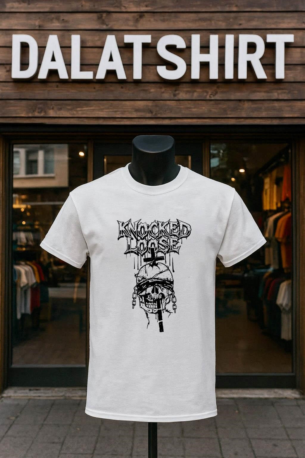 Knocked Loose Blindfolded Skull Barbed Wire Cross - Adult & Kids T-Shirts, Sweatshirts & Hoodies apparel design preview 1