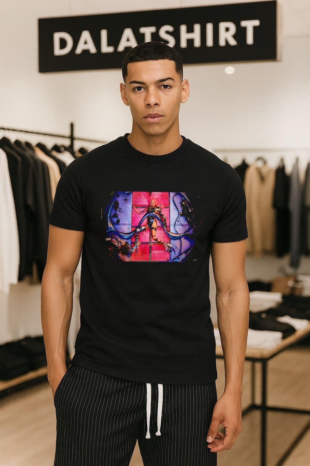 Lady Gaga Chromatica Pink Hair Cyberpunk Sci-Fi - Adult & Kids T-Shirts, Sweatshirts & Hoodies apparel design preview 1
