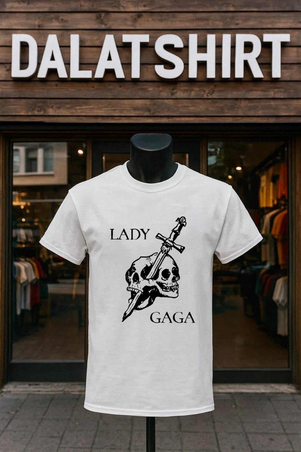 Lady Gaga Sword Through Double Skulls Gothic Graphic - Adult & Kids T-Shirts, Sweatshirts & Hoodies apparel design preview 1