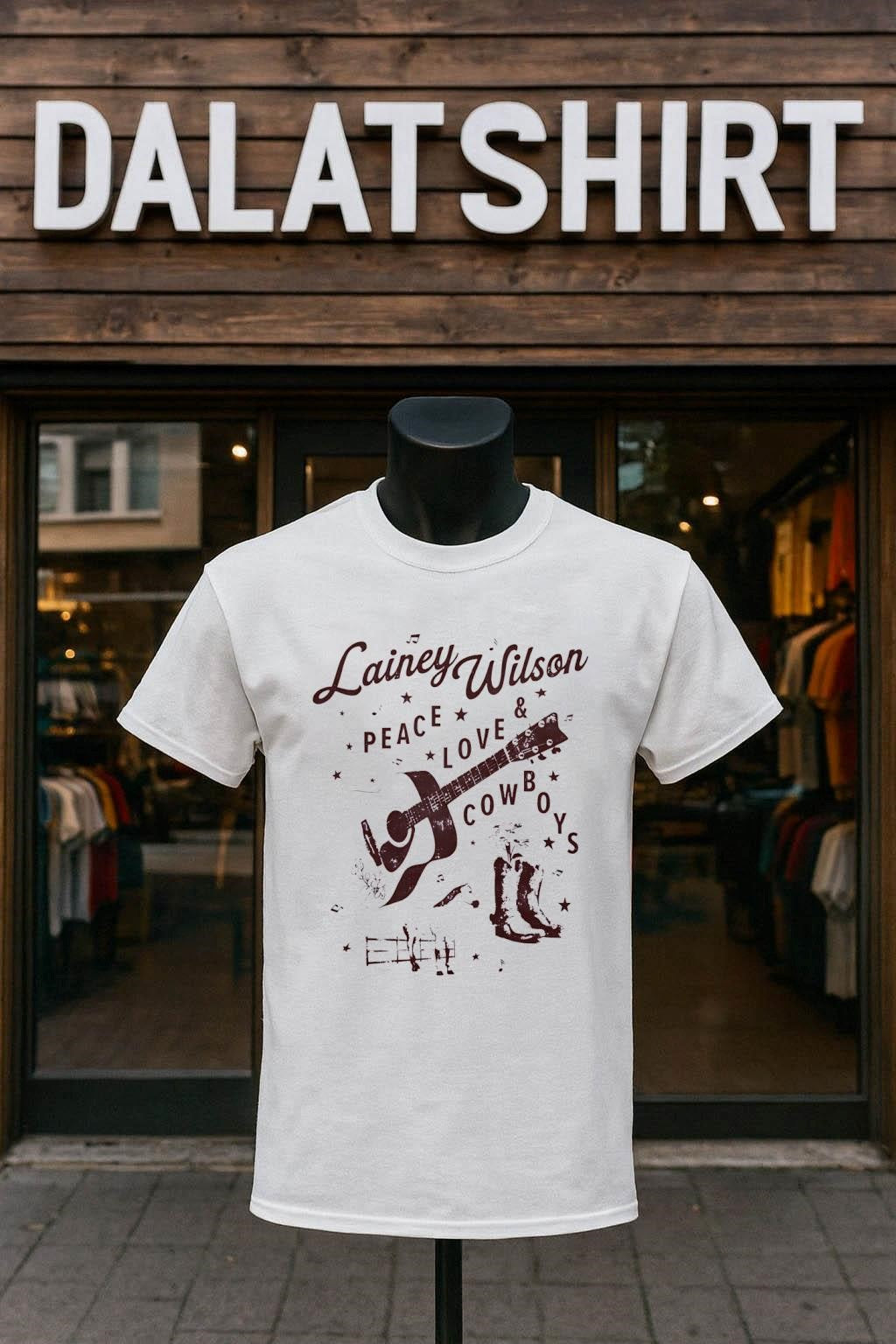 Lainey Wilson Peace Love and Cowboys Guitar Horse - Adult & Kids T-Shirts, Sweatshirts & Hoodies apparel design preview 1