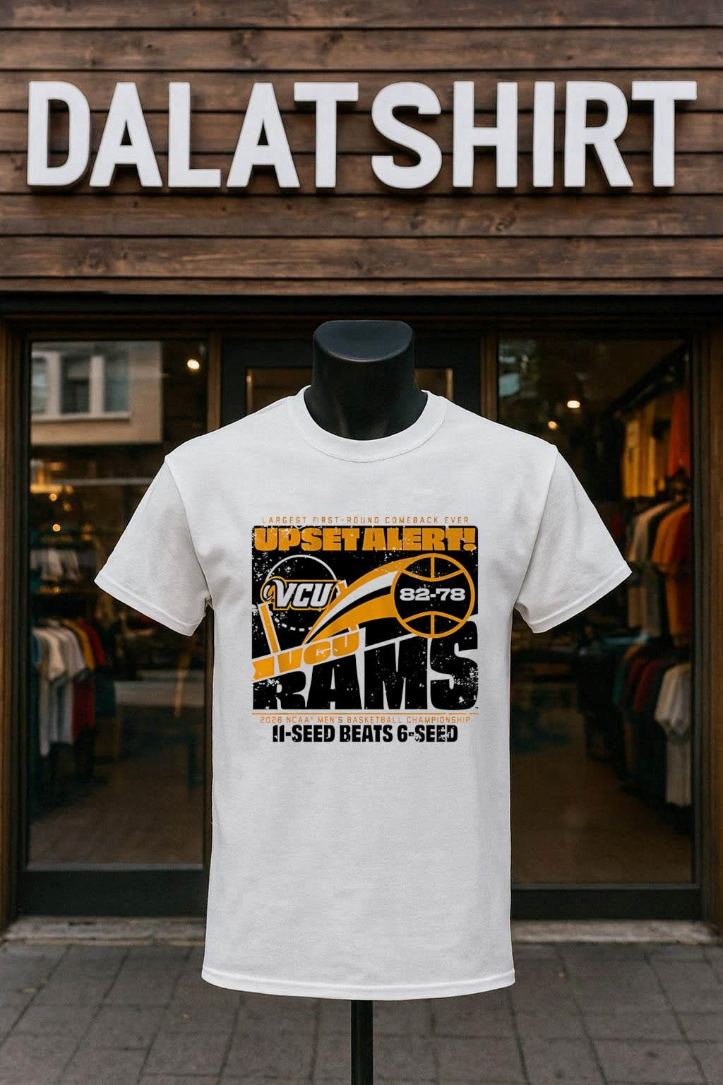 Largest First-Round Comeback Ever Upset Alert VCU - Adult & Kids T-Shirts, Sweatshirts & Hoodies apparel design preview 1