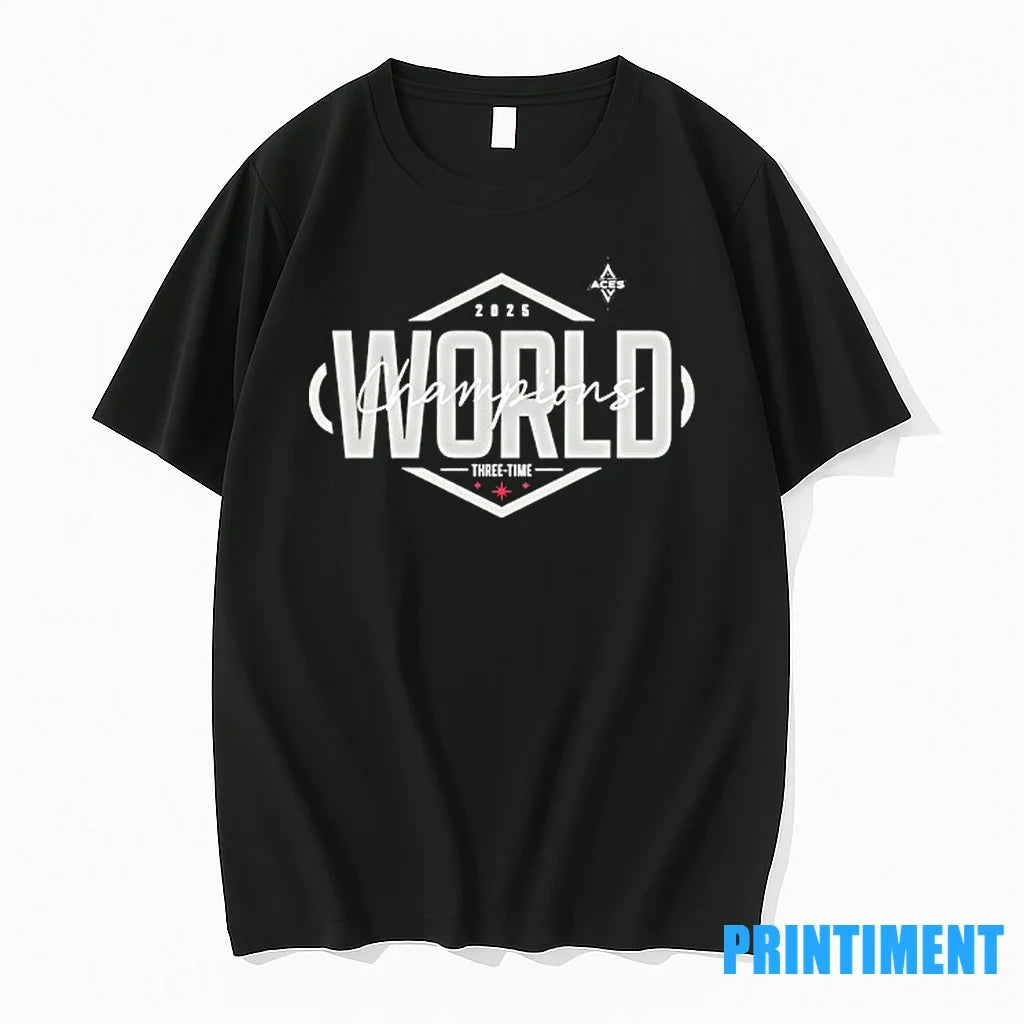 Las Vegas Aces Wnba World Champions Three Time 2025 - Adult & Kids T-Shirts, Sweatshirts & Hoodies apparel design preview 1