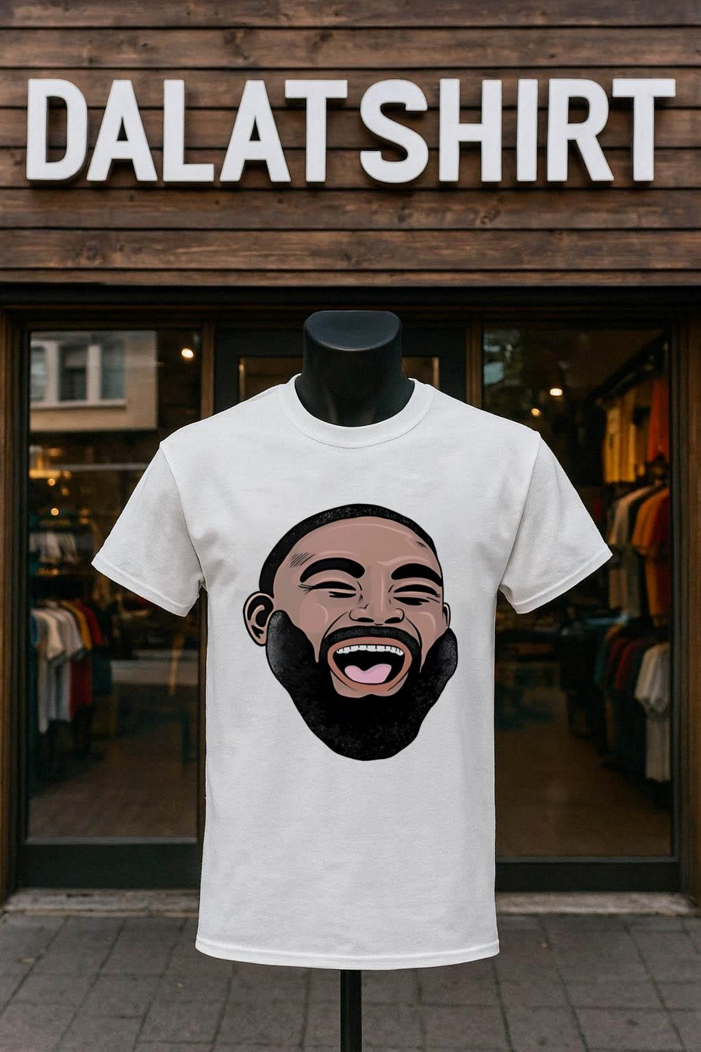 Laughing Man Face With Beard Graphic Design - Adult & Kids T-Shirts, Sweatshirts & Hoodies apparel design preview 1