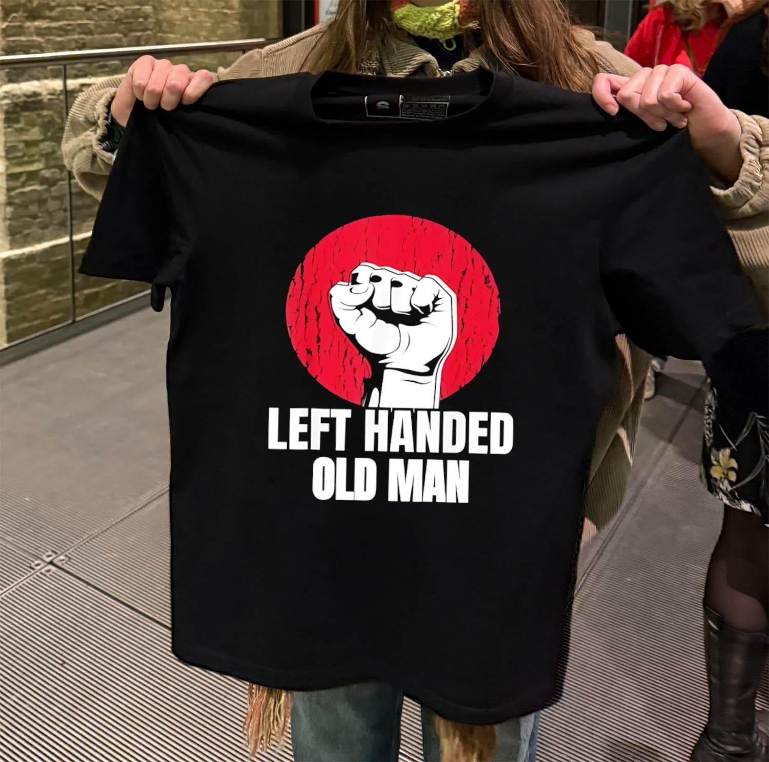 Left Handed Old Man Fist Red Circle - Adult & Kids T-Shirts, Sweatshirts & Hoodies apparel design preview 2