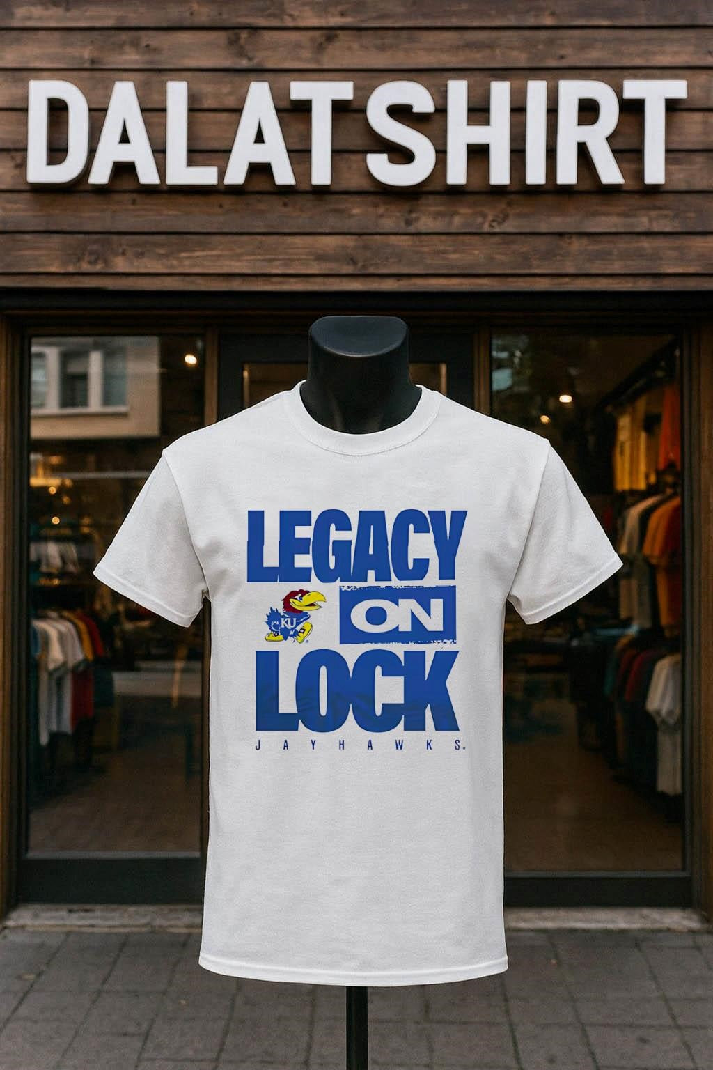 Legacy On Lock Kansas Jayhawks Mascot Logo - Adult & Kids T-Shirts, Sweatshirts & Hoodies apparel design preview 1