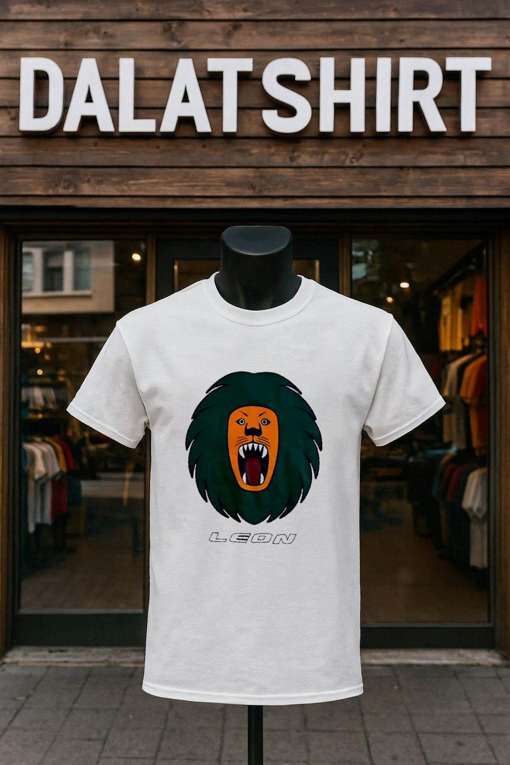 Leon orange lion head roaring green mane - Adult & Kids T-Shirts, Sweatshirts & Hoodies apparel design preview 1