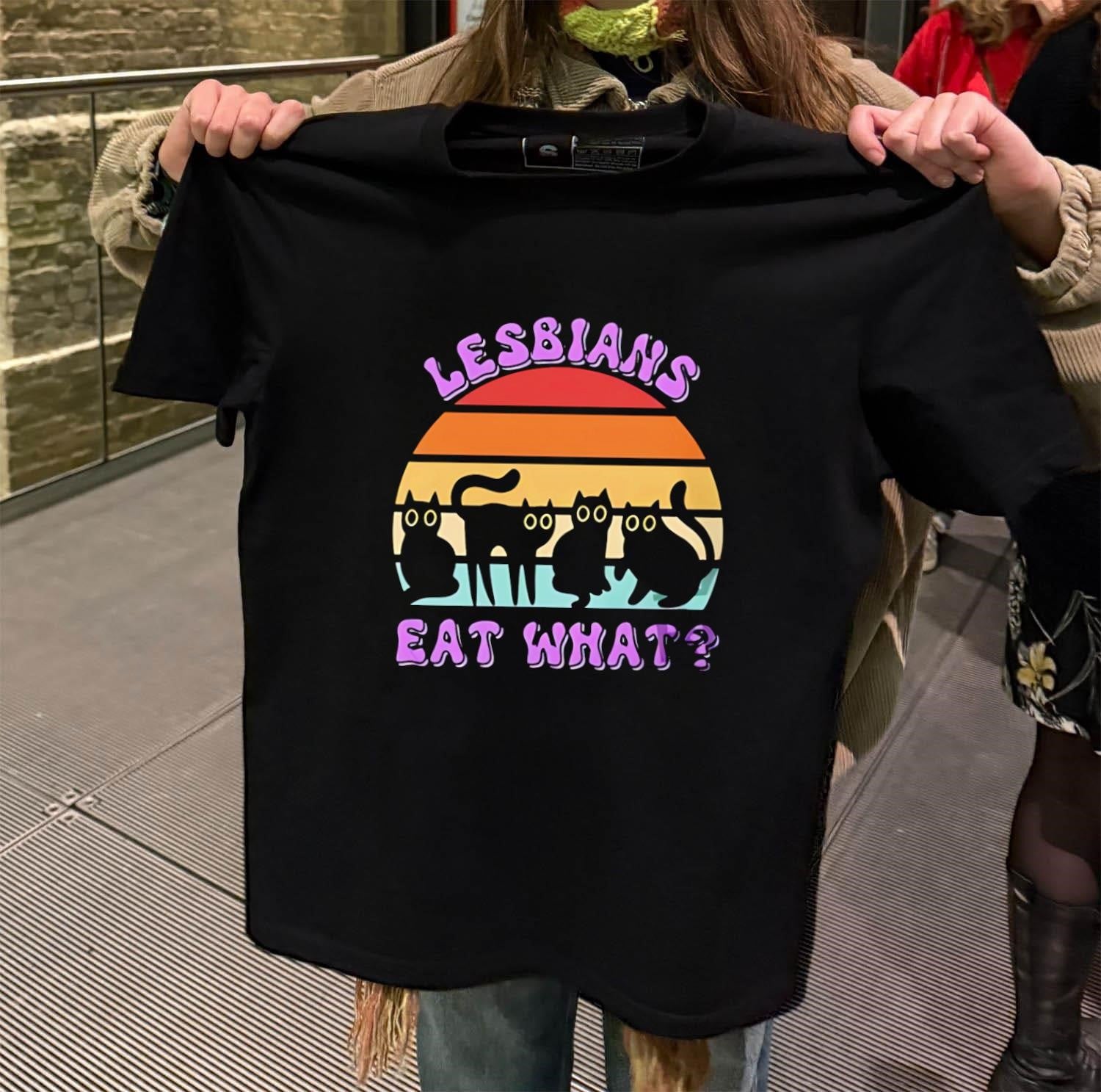 Lesbians Eat What Cats vintage - Adult & Kids T-Shirts, Sweatshirts & Hoodies apparel design preview 2