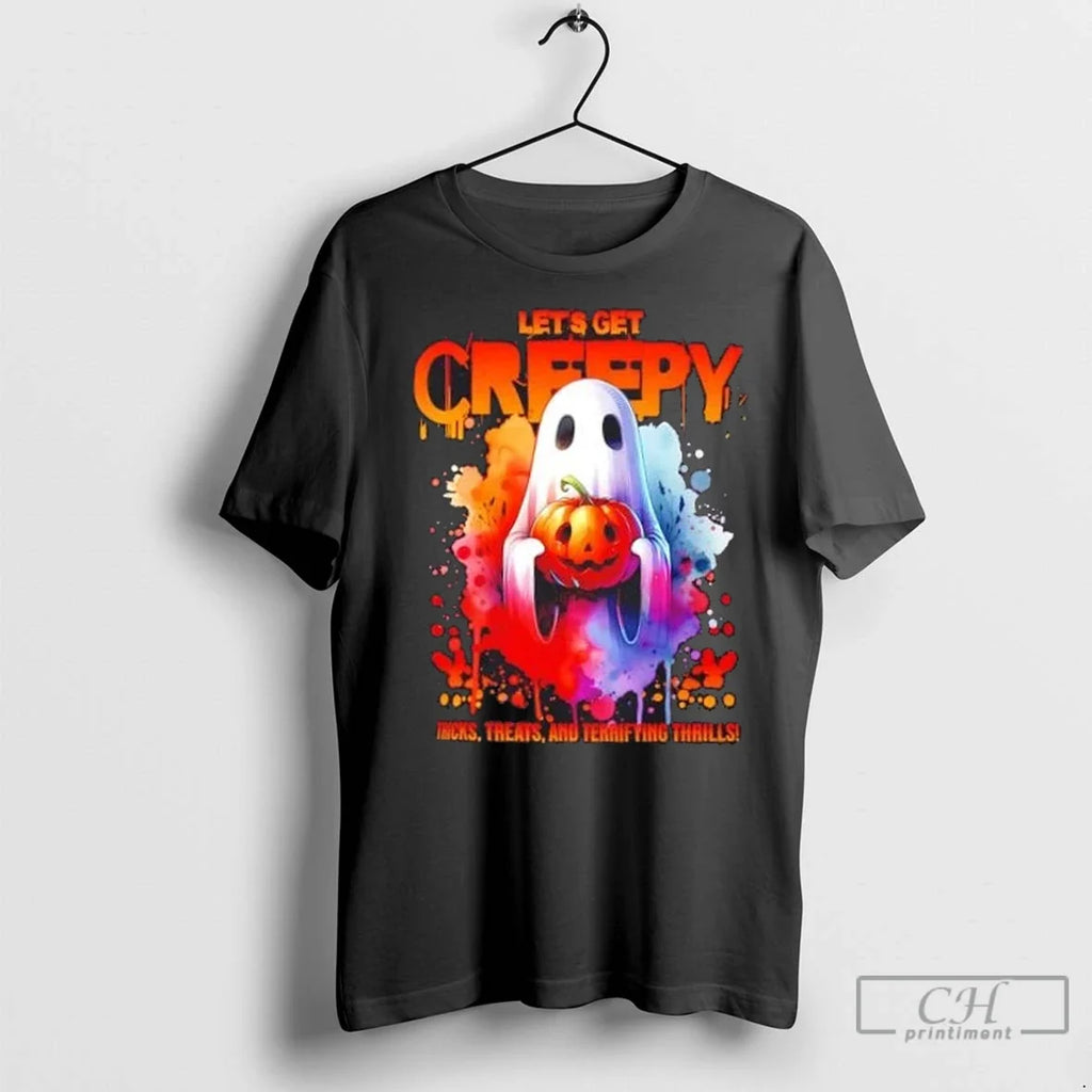 Lets Get Creepy Tricks Treats And Terrifying Thrills - Adult & Kids T-Shirts, Sweatshirts & Hoodies apparel design preview 1