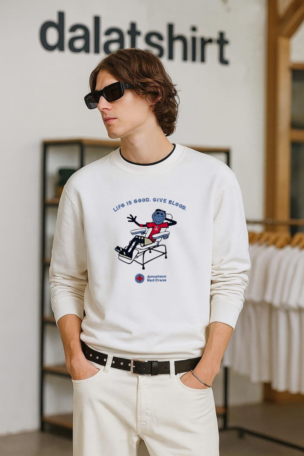 Life Is Good Give Blood American Red Cross - Adult & Kids T-Shirts, Sweatshirts & Hoodies apparel design preview 2