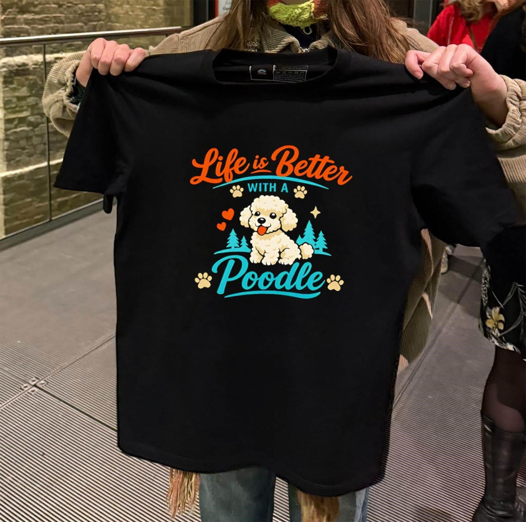 Life is Better with a Poodle Puppy and Pine Trees - Adult & Kids T-Shirts, Sweatshirts & Hoodies apparel design preview 2