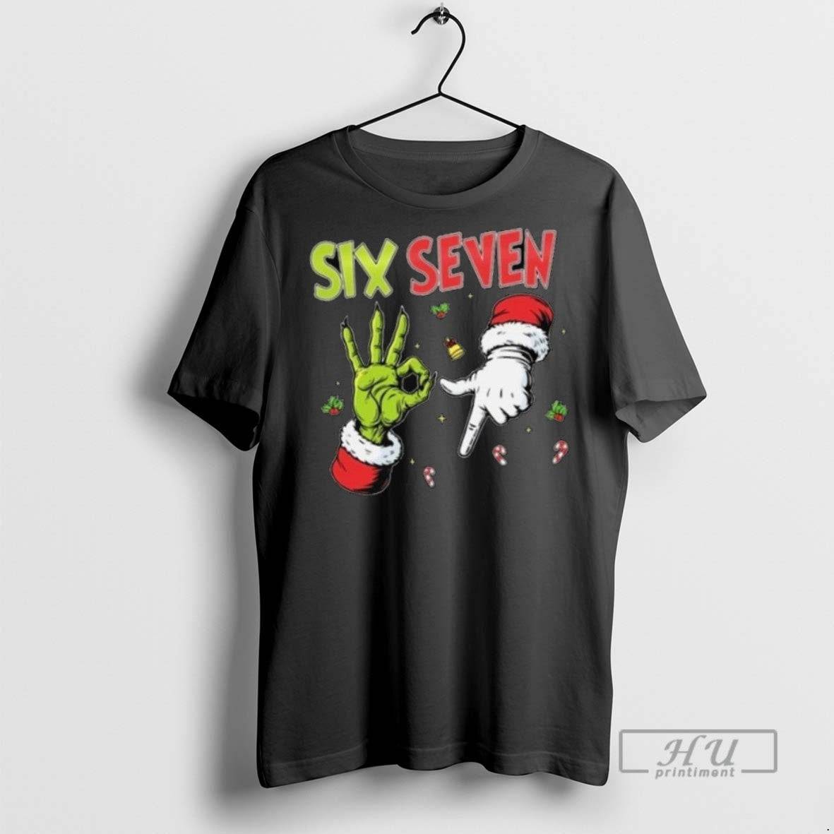 Limited Edition Grinch And Santa Hands Six Seven - Adult & Kids T-Shirts, Sweatshirts & Hoodies apparel design preview 1