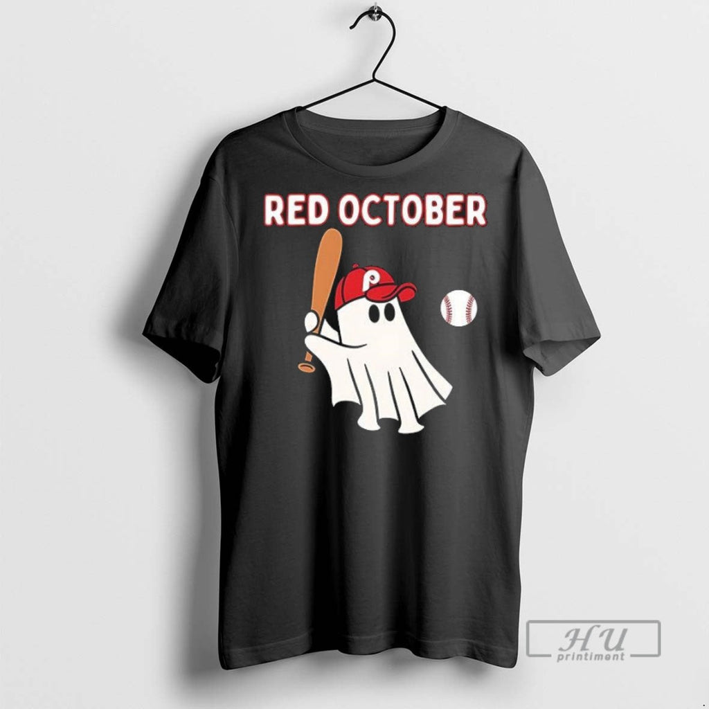 Limited Edition Phillies Red October Ghost Halloween - Adult & Kids T-Shirts, Sweatshirts & Hoodies apparel design preview 1