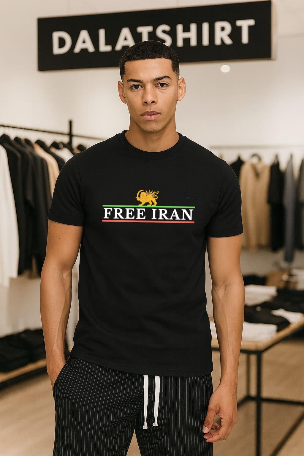 Lion and Sun Symbol Free Iran Flag Stripes - Adult & Kids T-Shirts, Sweatshirts & Hoodies apparel design preview 1
