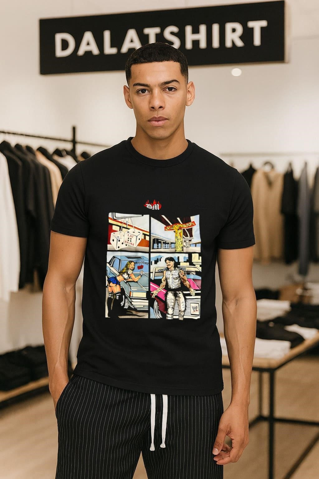 Liv Dom Latino Cheat Heat Lowrider Comic Art - Adult & Kids T-Shirts, Sweatshirts & Hoodies apparel design preview 1