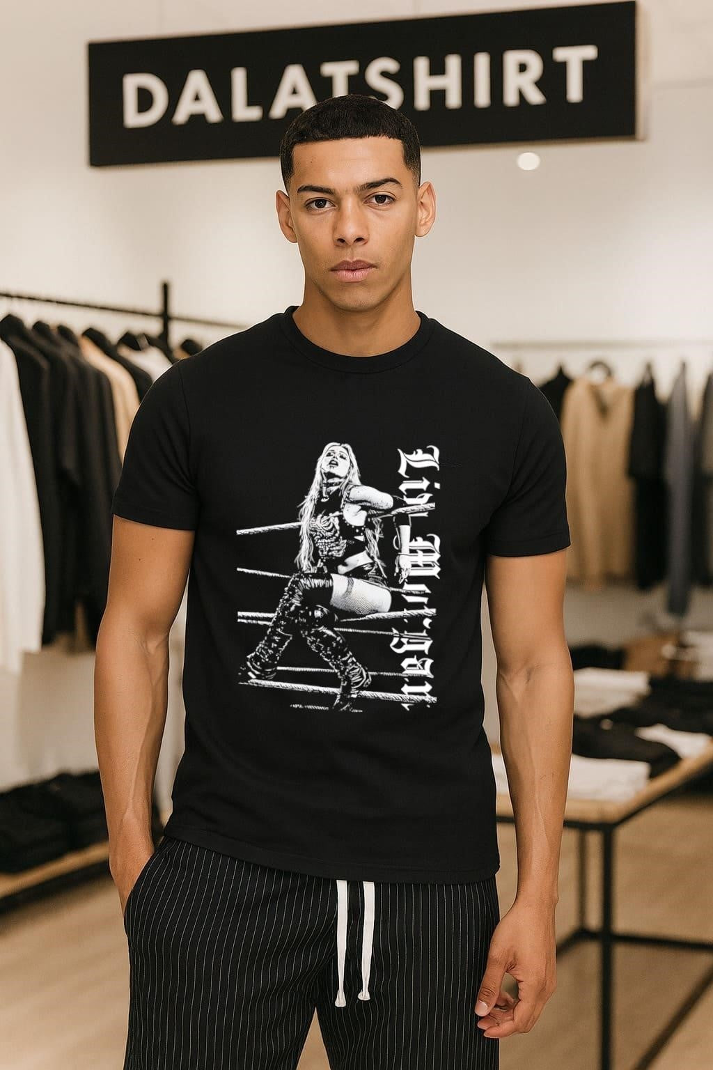 Liv Morgan Wrestling Gothic Font Portrait graphic - Adult & Kids T-Shirts, Sweatshirts & Hoodies apparel design preview 1