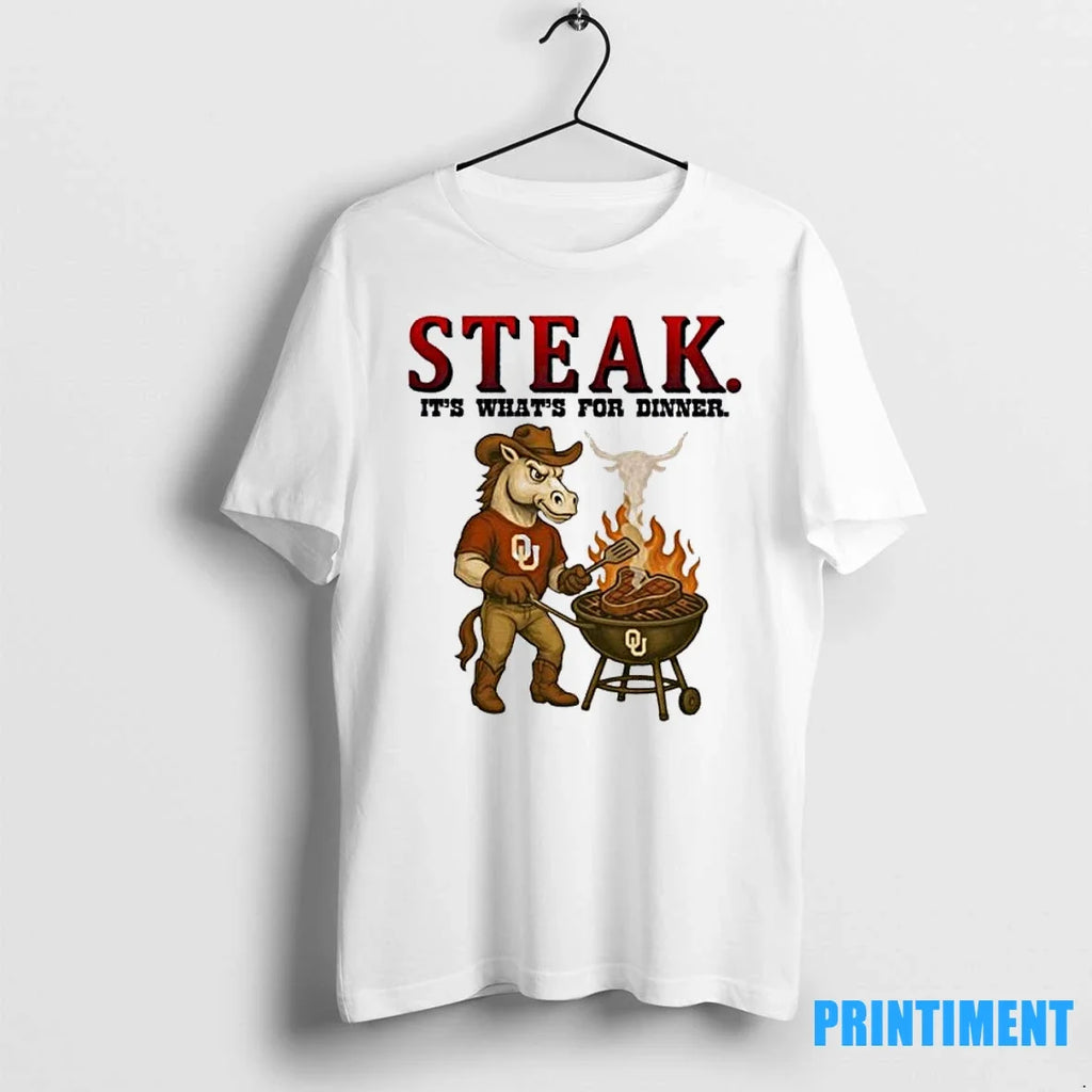 Longhorn Steak Oklahoma Sooners Red River Rivalry - Adult & Kids T-Shirts, Sweatshirts & Hoodies apparel design preview 1