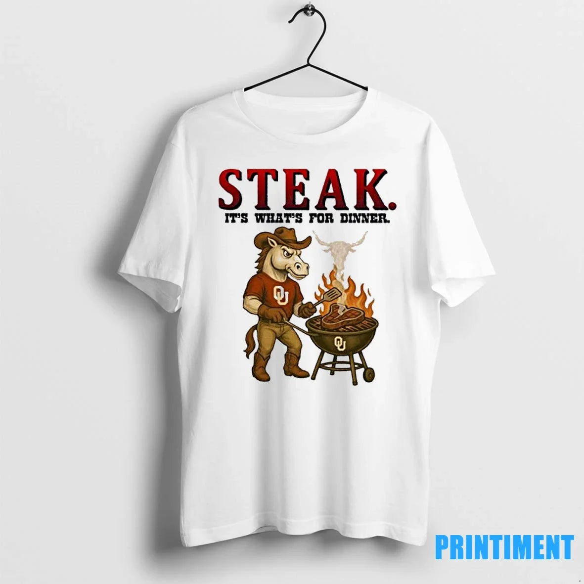 Longhorn Steak Oklahoma Sooners Red River Rivalry - Adult & Kids T-Shirts, Sweatshirts & Hoodies apparel design preview 1