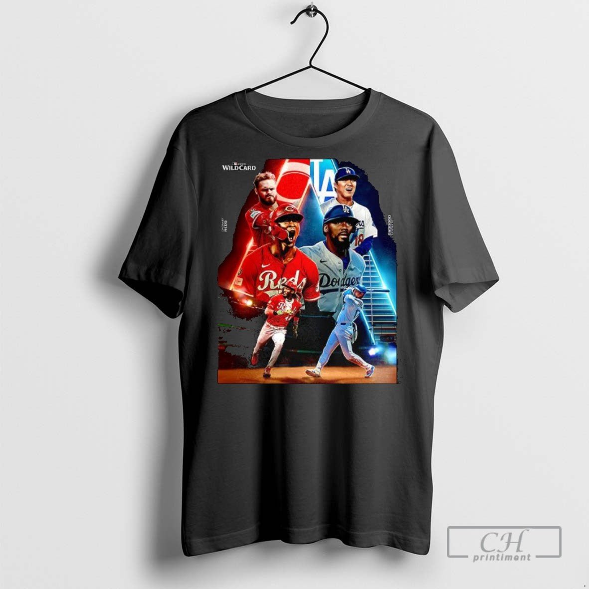 Los Angeles Dodgers Vs Cincinnati Reds Wild Card Mlb - Adult & Kids T-Shirts, Sweatshirts & Hoodies apparel design preview 1