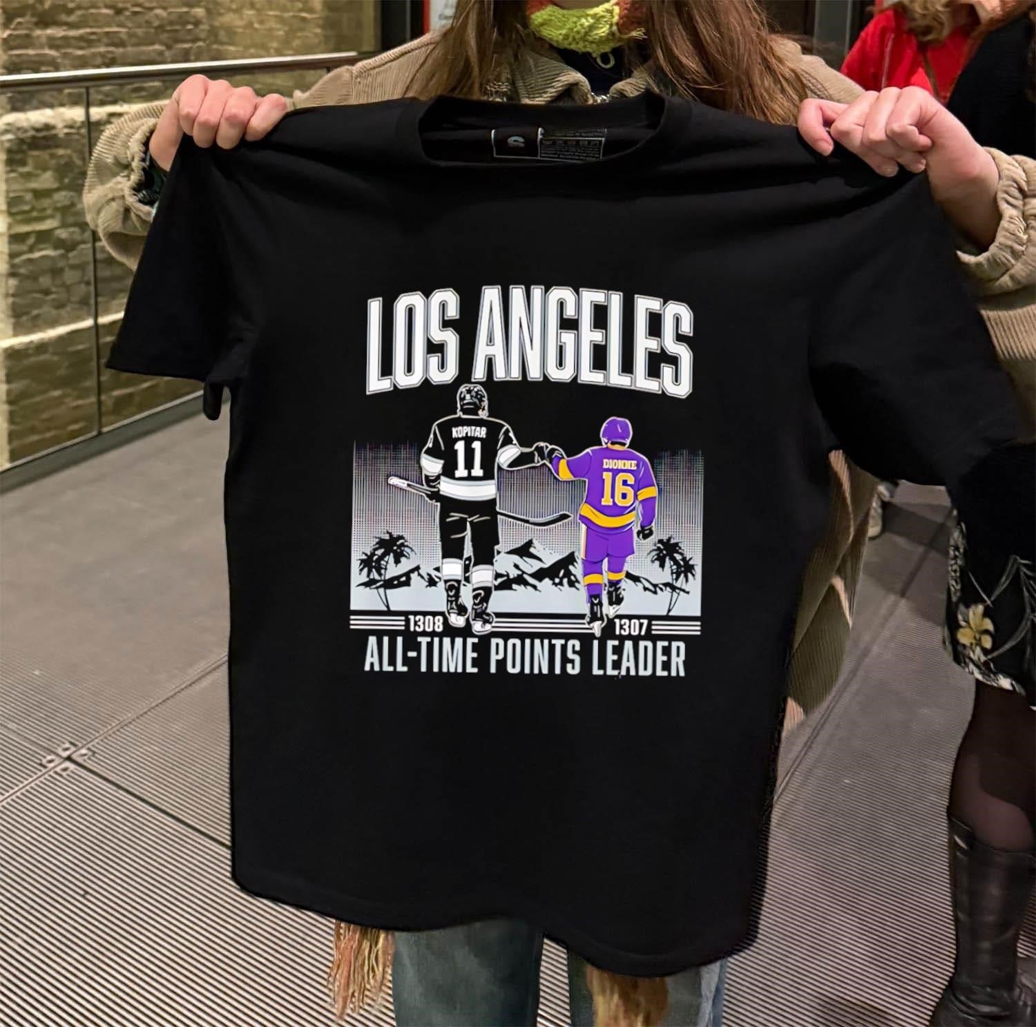 Los Angeles Kopitar 11 Dionne 16 Points Leader - Adult & Kids T-Shirts, Sweatshirts & Hoodies apparel design preview 2