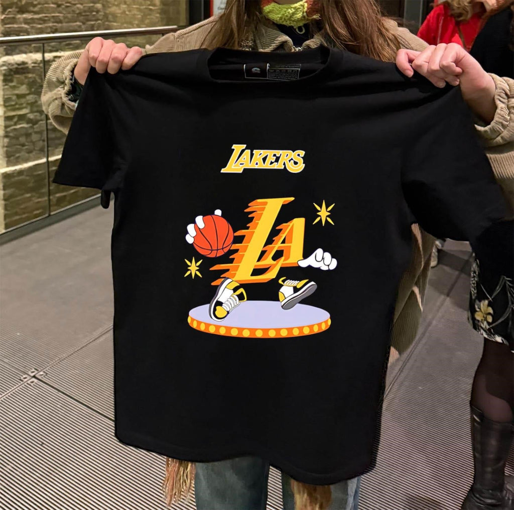 Los Angeles Lakers LA Basketball Cartoon Character - Adult & Kids T-Shirts, Sweatshirts & Hoodies apparel design preview 2