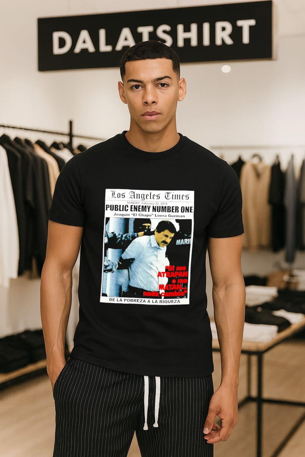 Los Angeles Times Public Enemy Number One Joaquin El - Adult & Kids T-Shirts, Sweatshirts & Hoodies apparel design preview 1