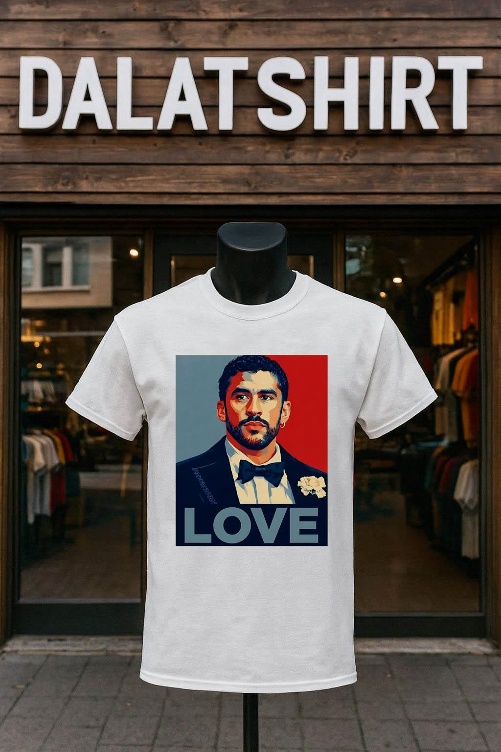 Love Bad Bunny Portrait Shepard Fairey Style Hope - Adult & Kids T-Shirts, Sweatshirts & Hoodies apparel design preview 1