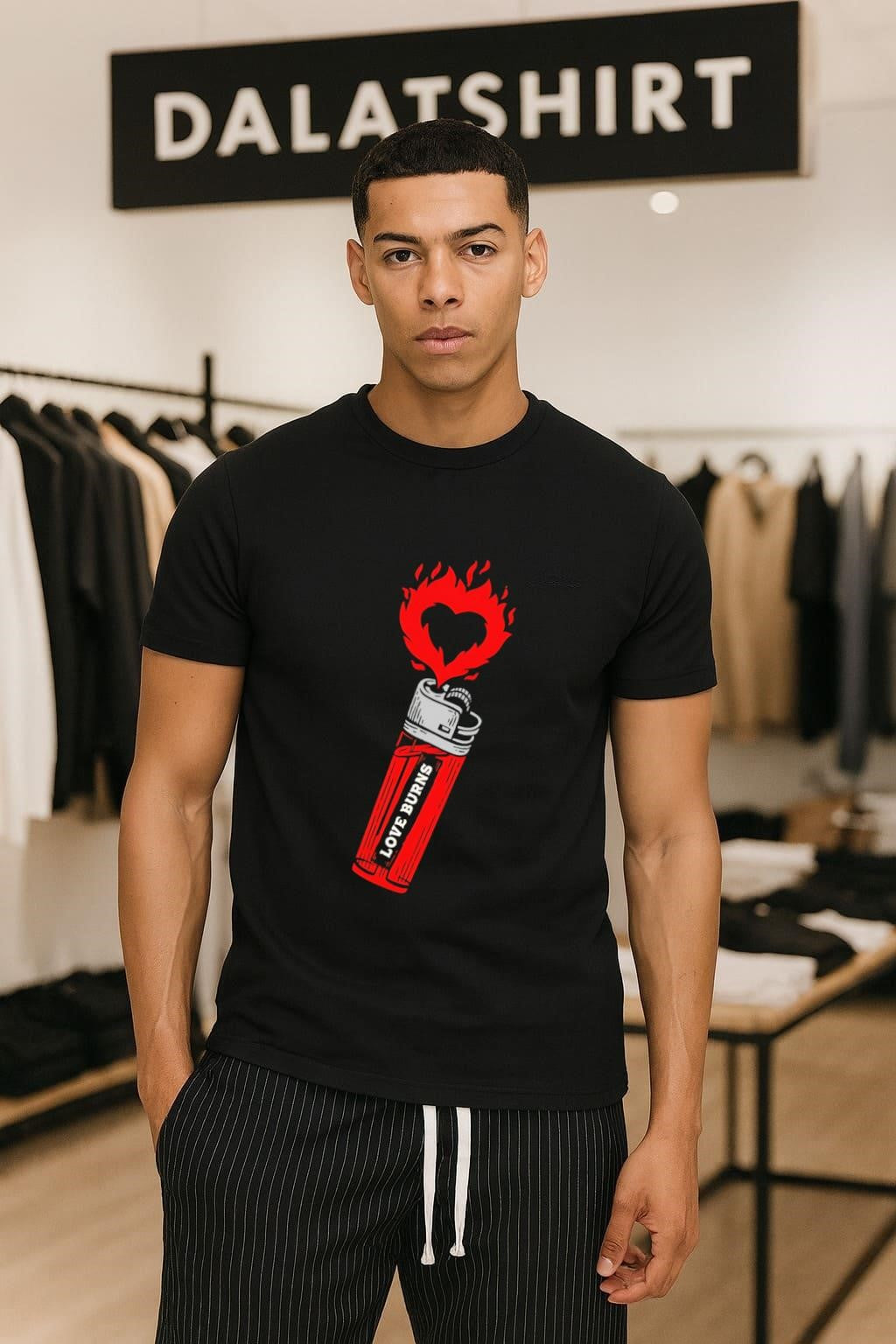 Love Burns Heart Flame Red Lighter Illustration - Adult & Kids T-Shirts, Sweatshirts & Hoodies apparel design preview 1