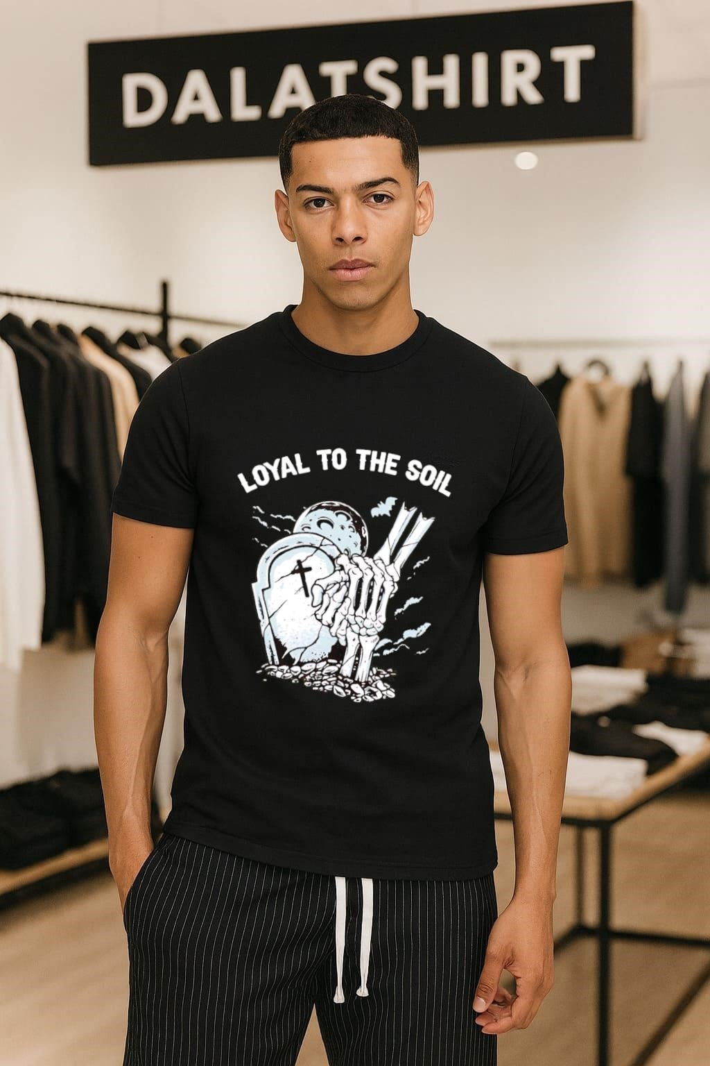 Loyal to the soil skeleton hands grave moon - Adult & Kids T-Shirts, Sweatshirts & Hoodies apparel design preview 1
