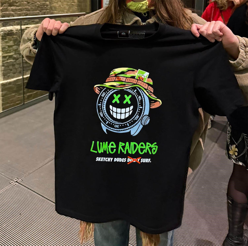 Lume Raiders Sketchy Dudes Don't Surf Watch Face - Adult & Kids T-Shirts, Sweatshirts & Hoodies apparel design preview 2