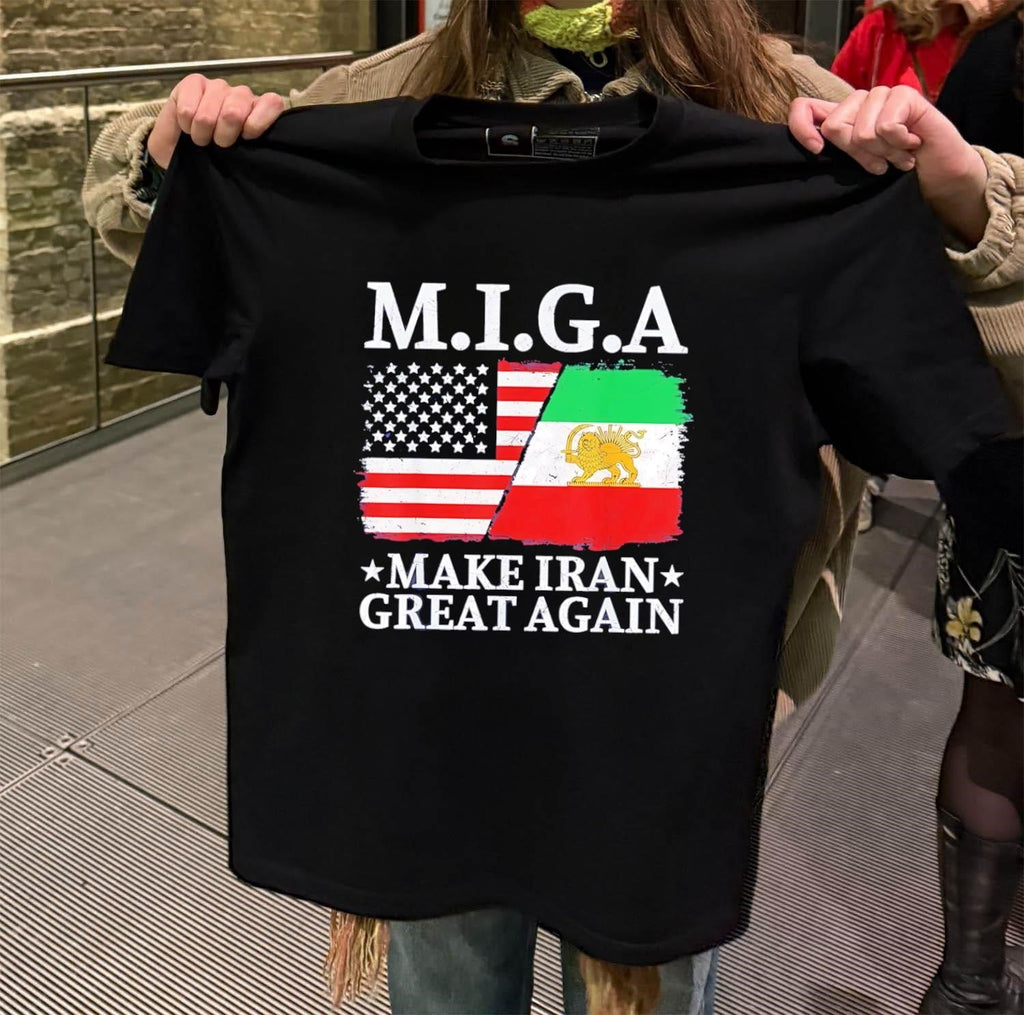 M.I.G.A Make Iran Great Again US Iranian Flag - Adult & Kids T-Shirts, Sweatshirts & Hoodies apparel design preview 2