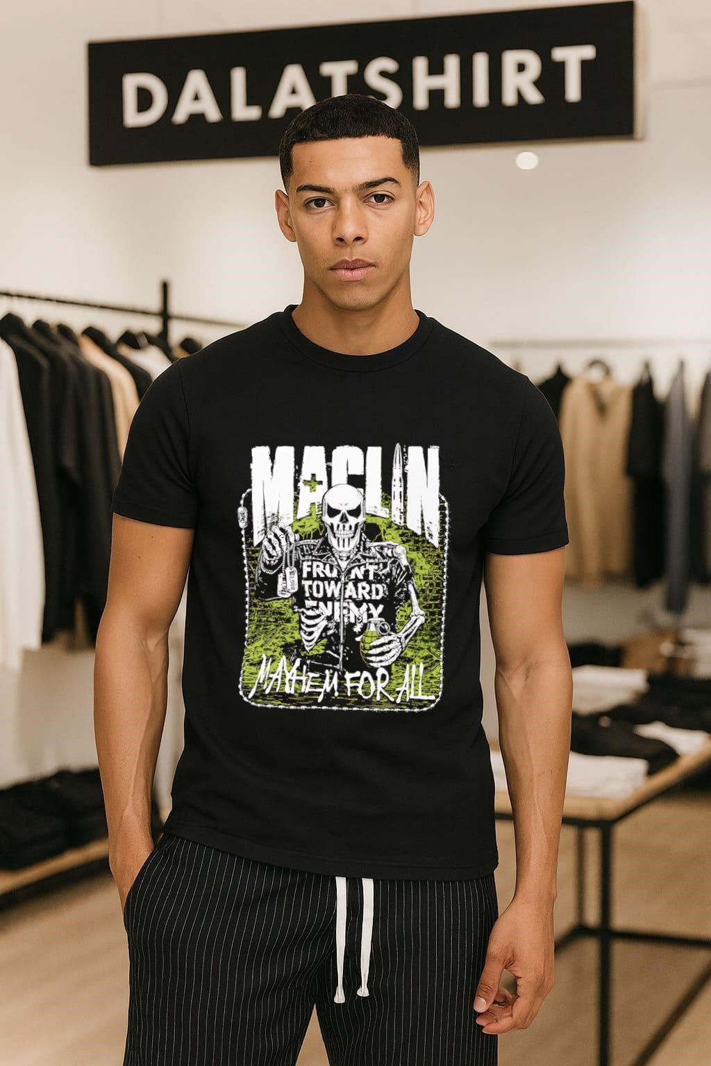 Maclin Skeleton Front Toward Enemy Mayhem For All - Adult & Kids T-Shirts, Sweatshirts & Hoodies apparel design preview 1