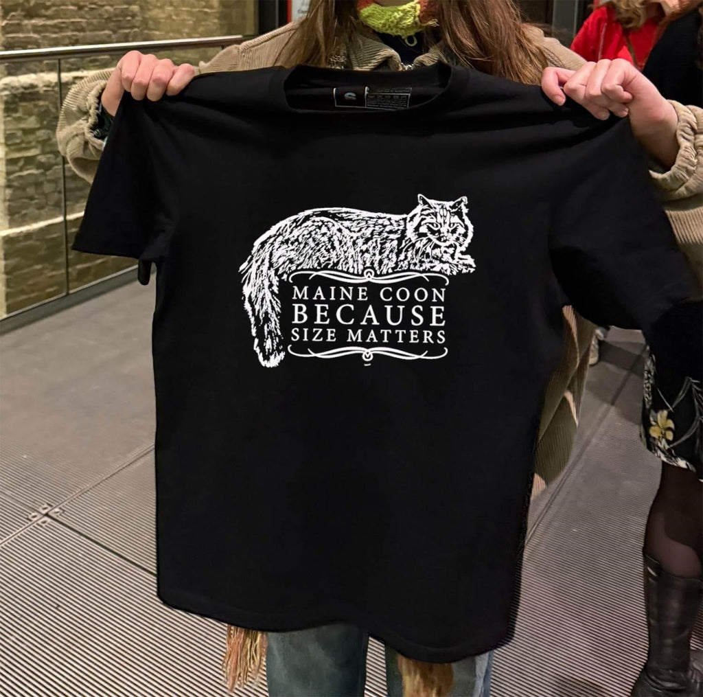 Maine Coon Because Size Matters Cat - Adult & Kids T-Shirts, Sweatshirts & Hoodies apparel design preview 2