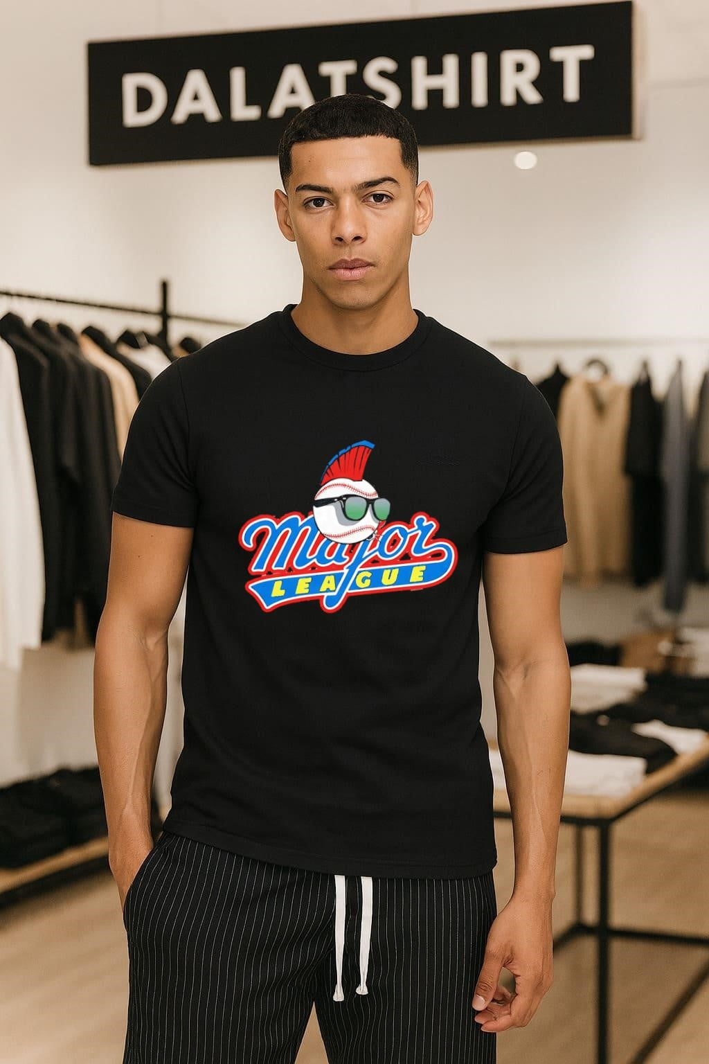 Major League Baseball With Mohawk and Sunglasses - Adult & Kids T-Shirts, Sweatshirts & Hoodies apparel design preview 1
