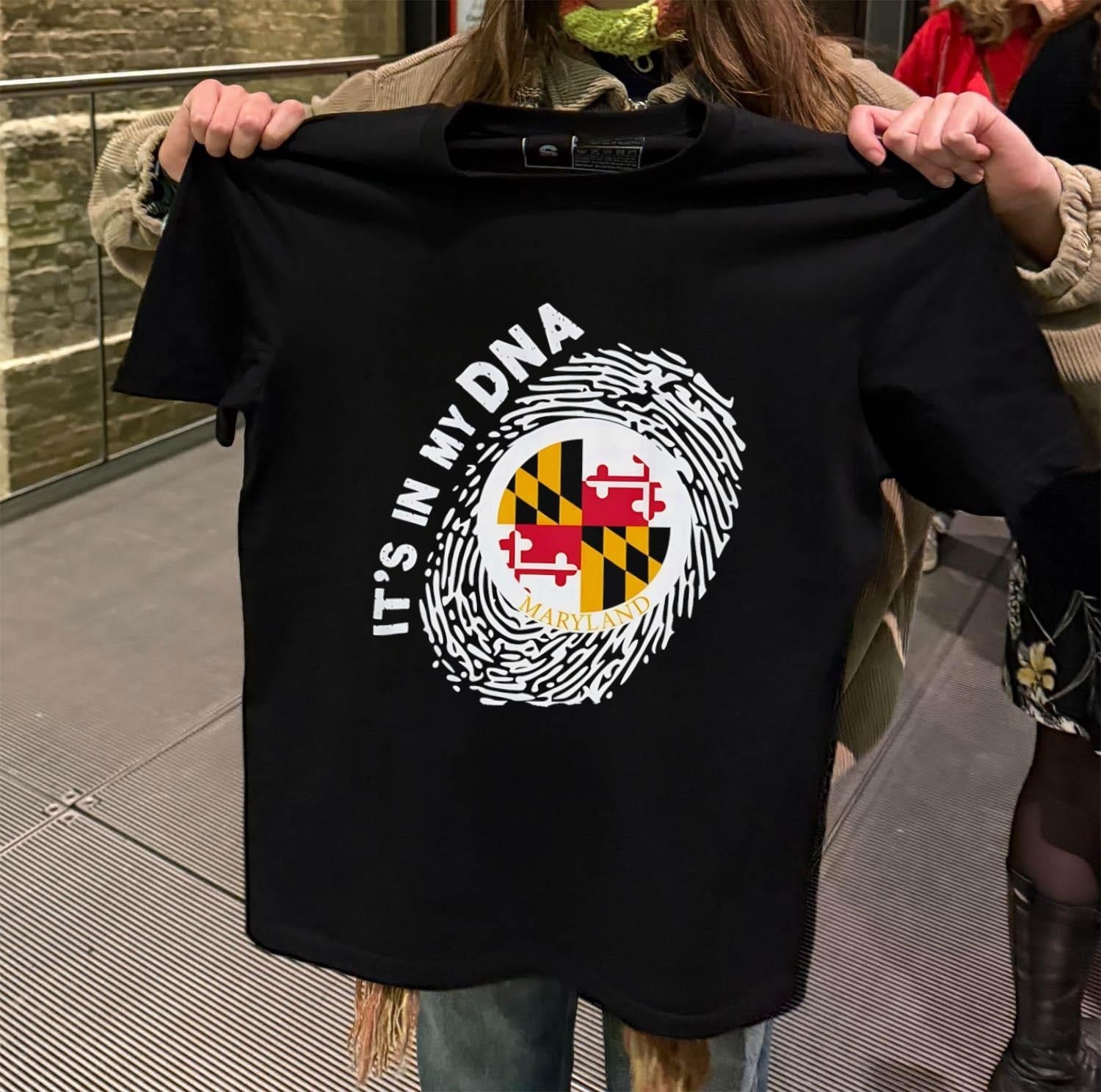 Maryland Flag Fingerprint It's In My DNA Graphic - Adult & Kids T-Shirts, Sweatshirts & Hoodies apparel design preview 2