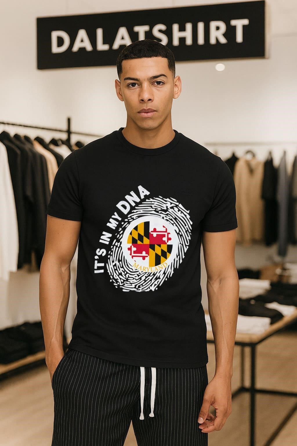 Maryland Flag Fingerprint It's In My DNA Graphic - Adult & Kids T-Shirts, Sweatshirts & Hoodies apparel design preview 1