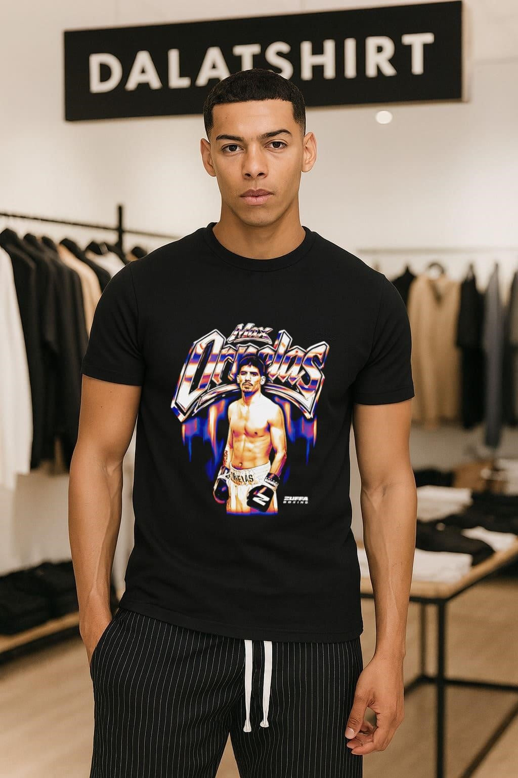 Max Ornelas Zuffa Boxing Fighter Chrome Graphic - Adult & Kids T-Shirts, Sweatshirts & Hoodies apparel design preview 1