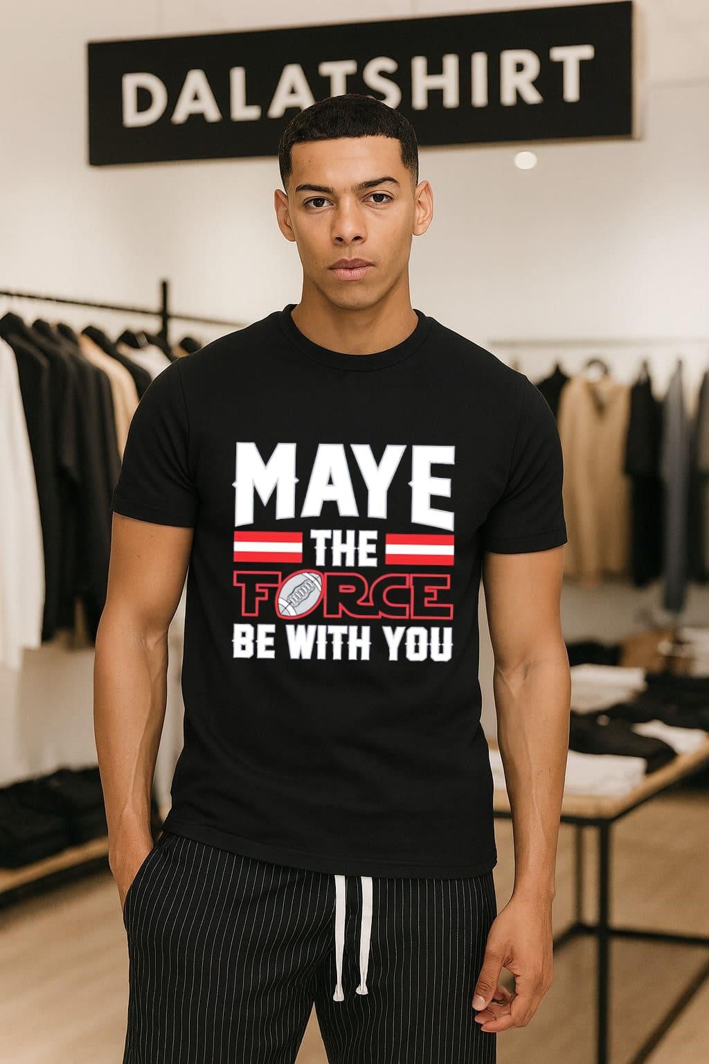 Maye The Force Be With You Football - Adult & Kids T-Shirts, Sweatshirts & Hoodies apparel design preview 1