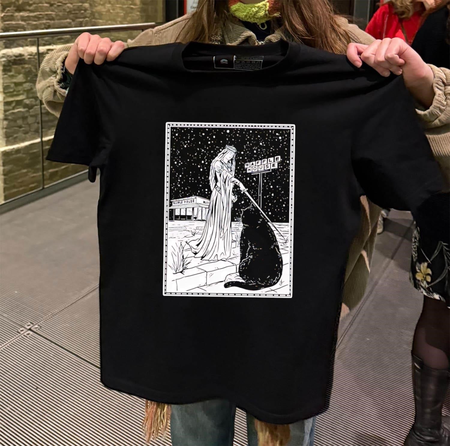 Medieval Cat Waffle House Tarot retro - Adult & Kids T-Shirts, Sweatshirts & Hoodies apparel design preview 2