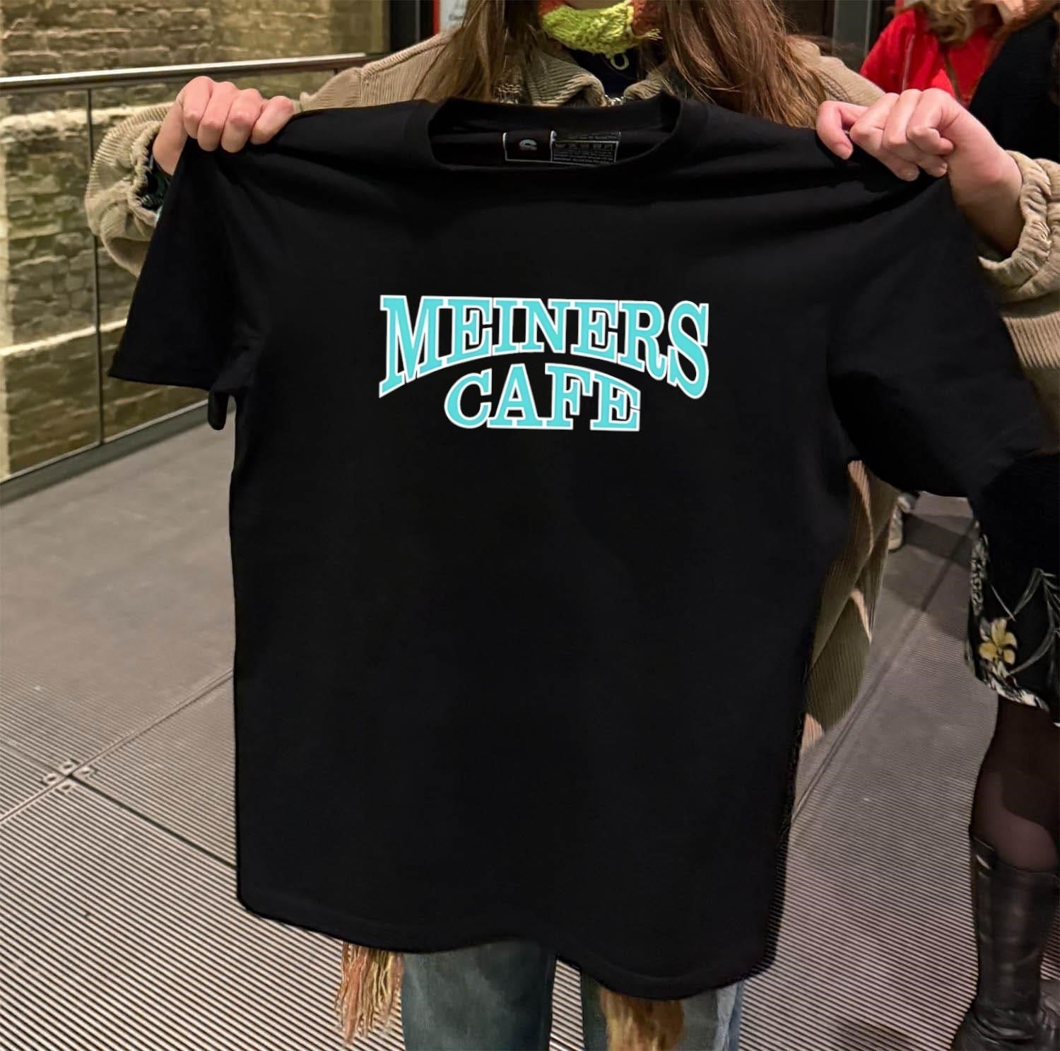 Meiners Cafe vintage curved teal lettering classic - Adult & Kids T-Shirts, Sweatshirts & Hoodies apparel design preview 2