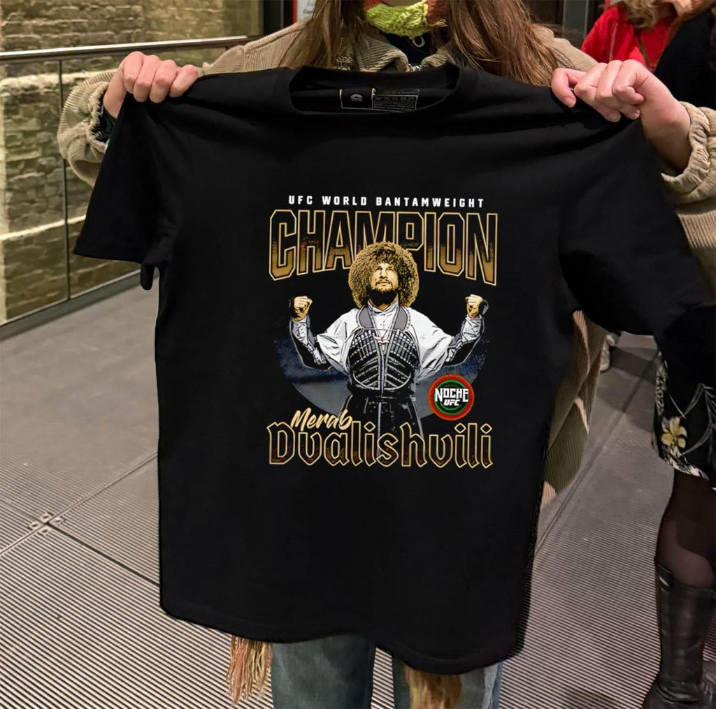 Merab Dvalishvili UFC World Bantamweight Champion - Adult & Kids T-Shirts, Sweatshirts & Hoodies apparel design preview 2