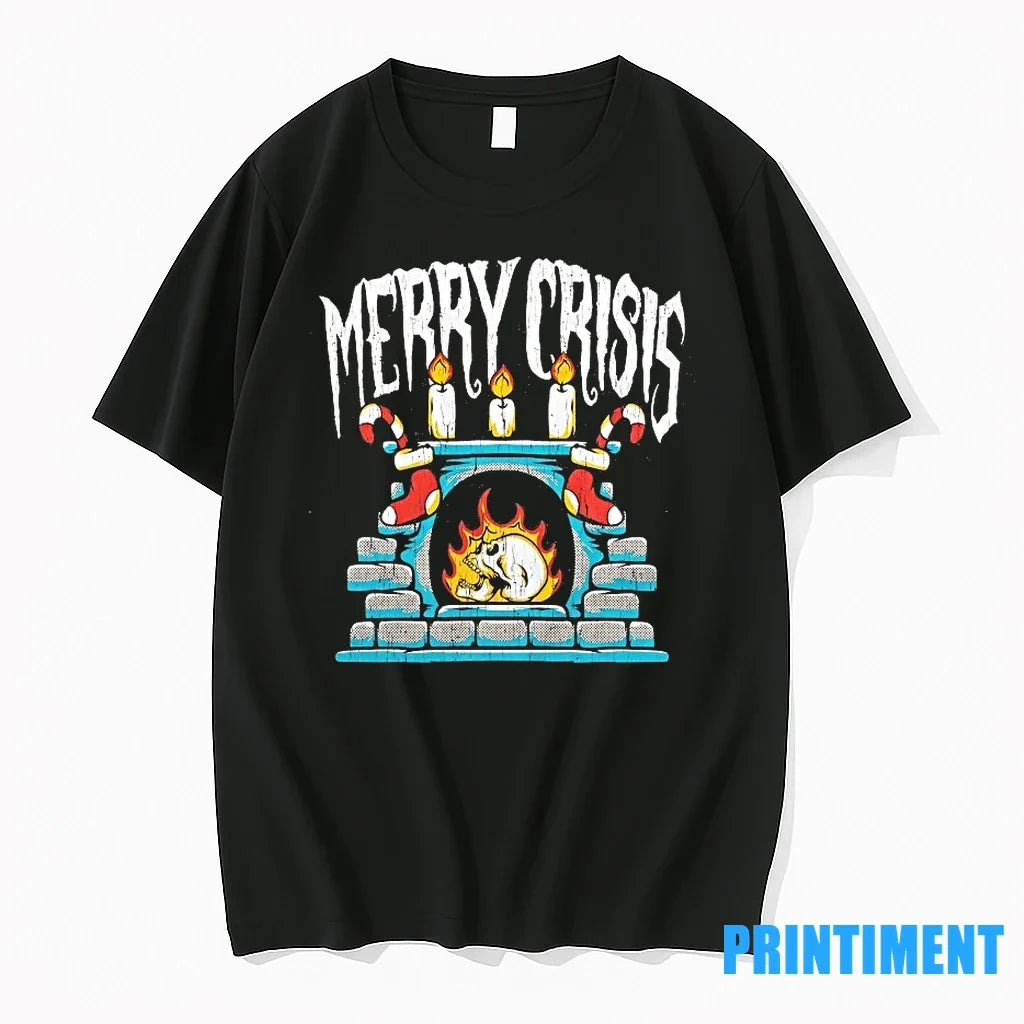 Merry Crisis Skull On Chimney Christmas Sweater - Adult & Kids T-Shirts, Sweatshirts & Hoodies apparel design preview 1