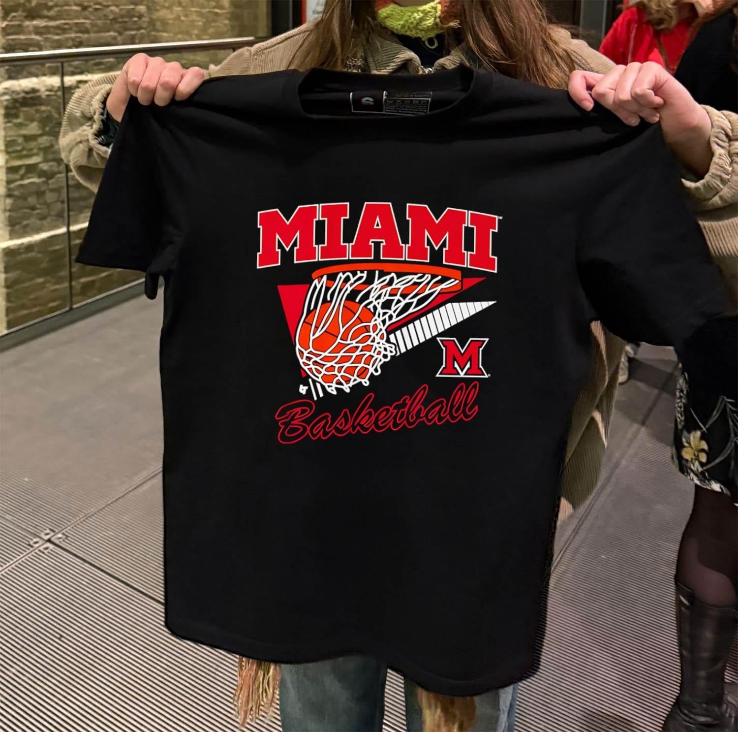 Miami Basketball Net Goal Sports Retro Graphic - Adult & Kids T-Shirts, Sweatshirts & Hoodies apparel design preview 2
