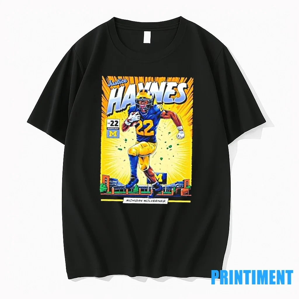 Michigan Wolverines 22 Justice Haynes Student Athlete - Adult & Kids T-Shirts, Sweatshirts & Hoodies apparel design preview 1
