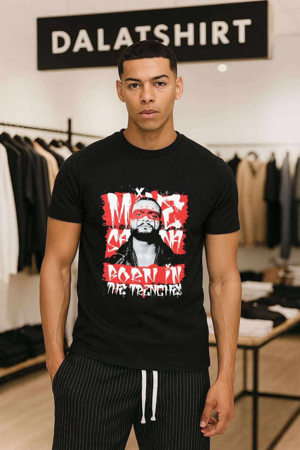Mike Santana Born in the Trenches Face Paint - Adult & Kids T-Shirts, Sweatshirts & Hoodies apparel design preview 1